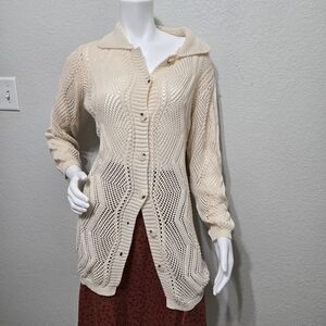 NWT Commense Cream Knit Cardigan Size XL